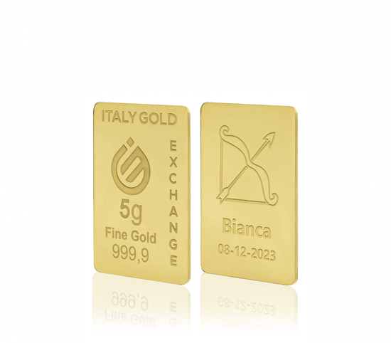 Lingotto Oro 24Kt da 5 gr. segno zodiacale Sagittario  IGE GOLD
